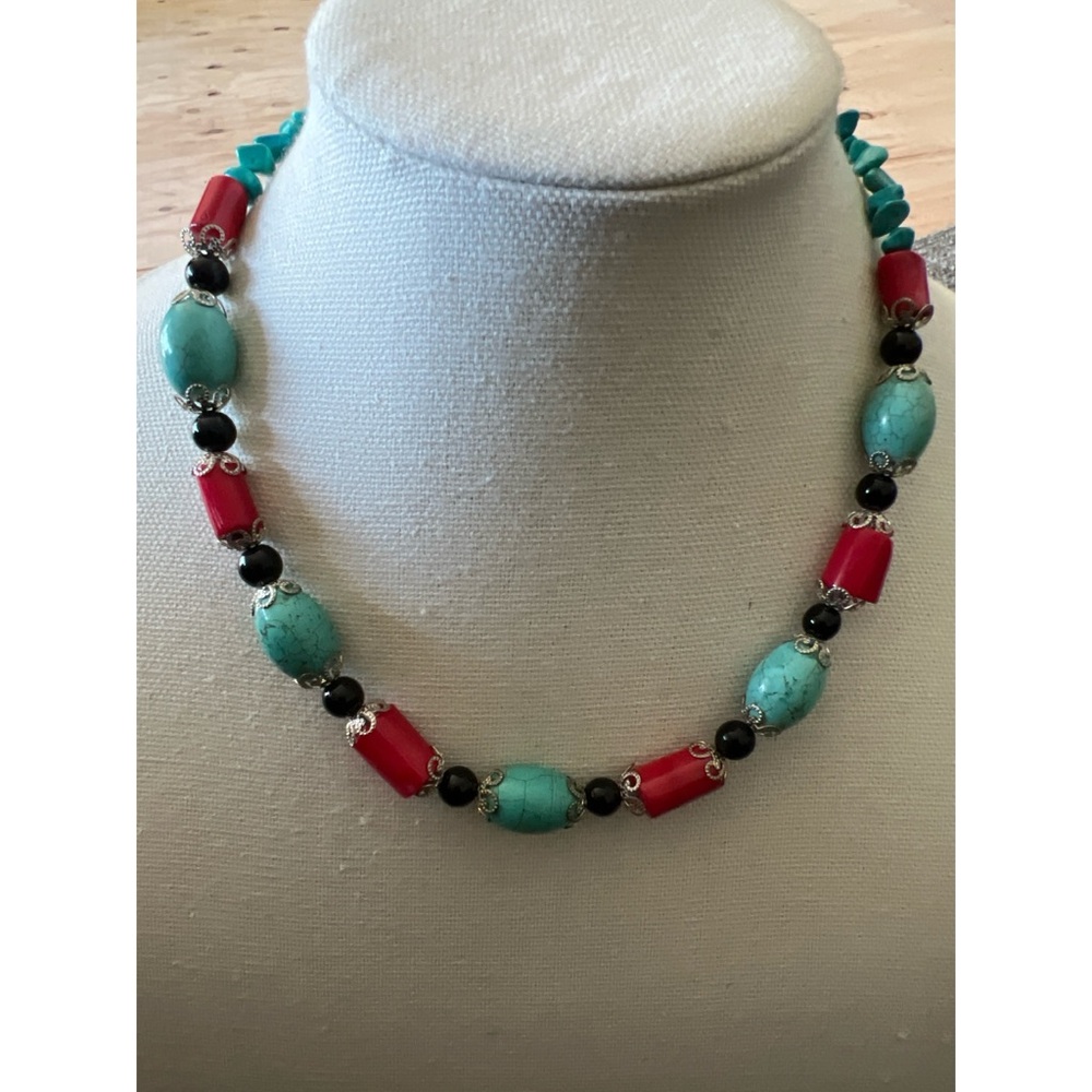 Turquoise Bead & Stone Necklace